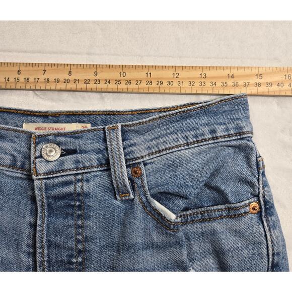 Levi's Wedgie Straight Button Fly Women's Denim Jeans Size 30 (29x28) Raw Hem - Picture 4 of 11